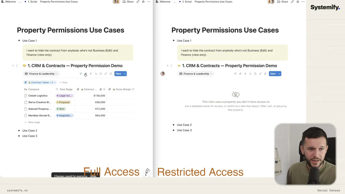Restricted Access error message displayed when filtering by a property without sufficient permissions